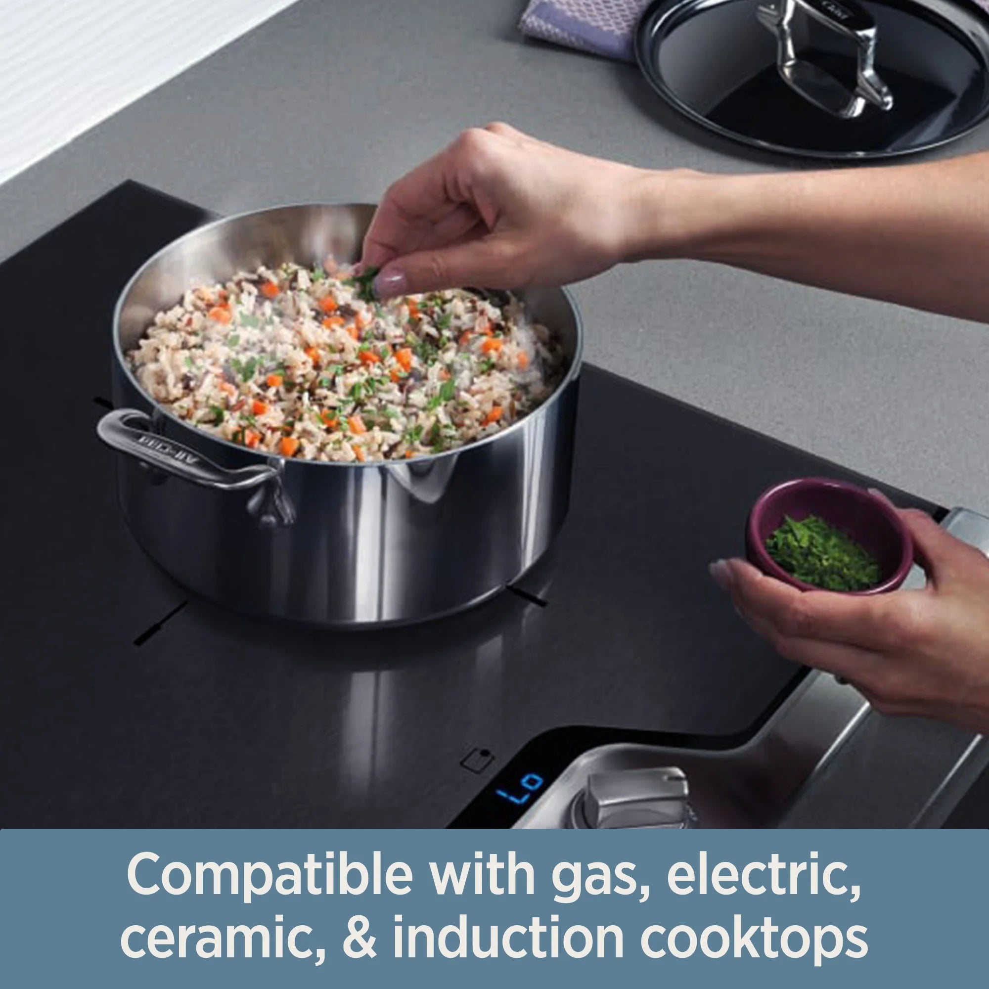 All-Clad D3 Stainless 3-ply Nonstick Cookware Set, 10 Piece B841