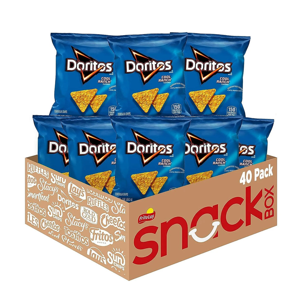 Doritos Cool Ranch Flavored Tortilla Chips Snacks Multipack, 1 oz Bags, 40 Count Multipack