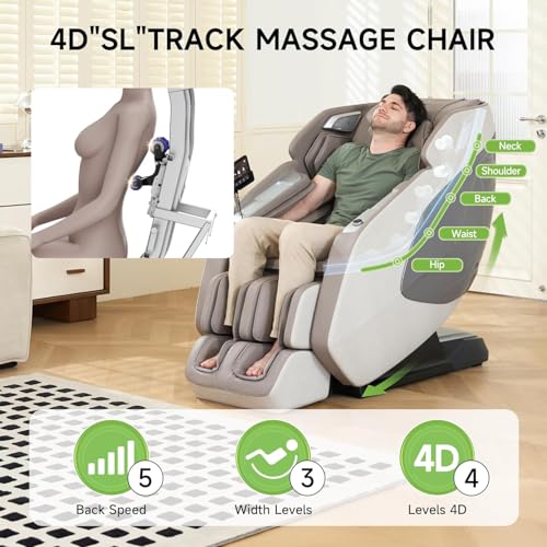 Real Relax 4D Massage Chair Full Body Zero Gravity Recliner PS5200 Brown G361
