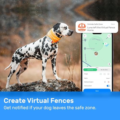 Dog GPS Tracker Waterproof Real-Time Location for Dogs 40 lbs+ (White) X621