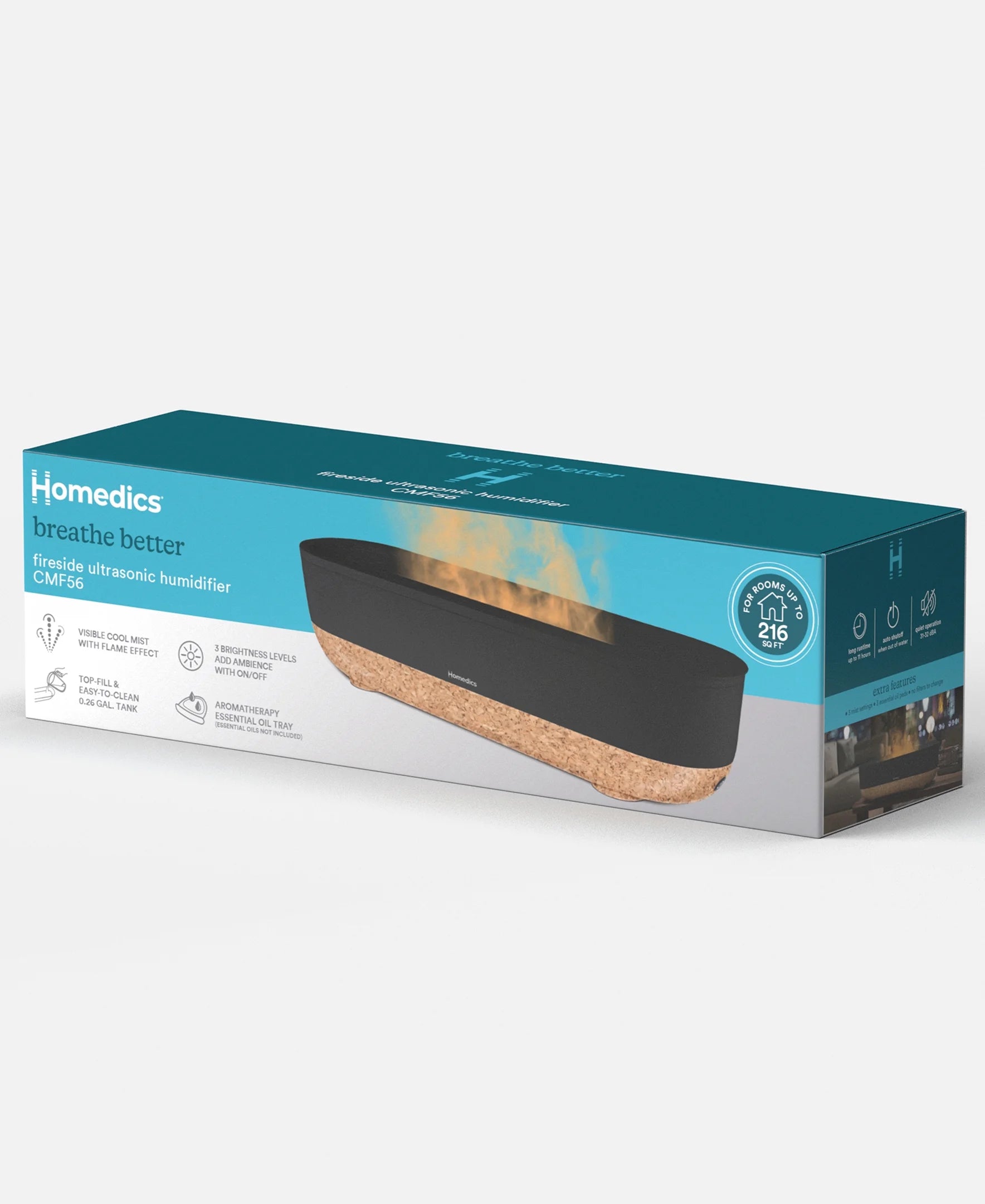 Homedics Fireside Cool Mist Ultrasonic Humidifier with Essential Oil Pad O8621