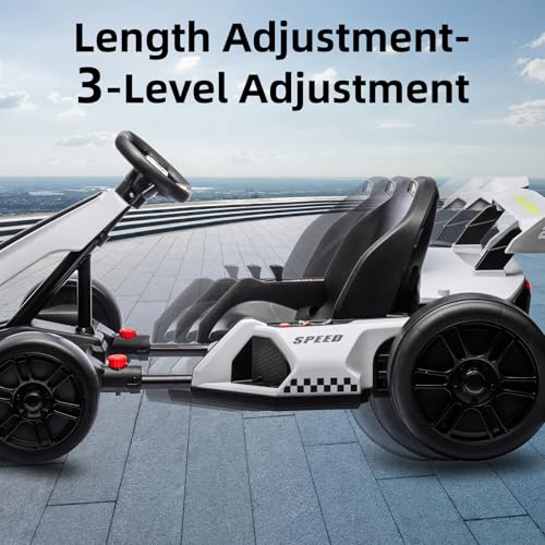 24V Kids Go Kart 300W Electric Drift Kart Car with Adjustable Seat, White X99654