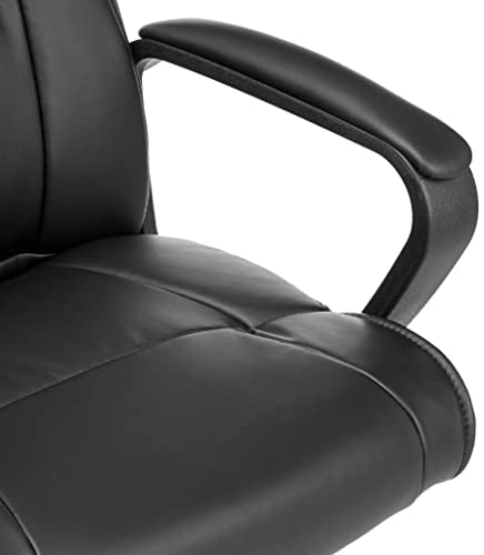 Amazon Basics Office Task Desk Chair with Padded Armrests, White Faux Leather W1292