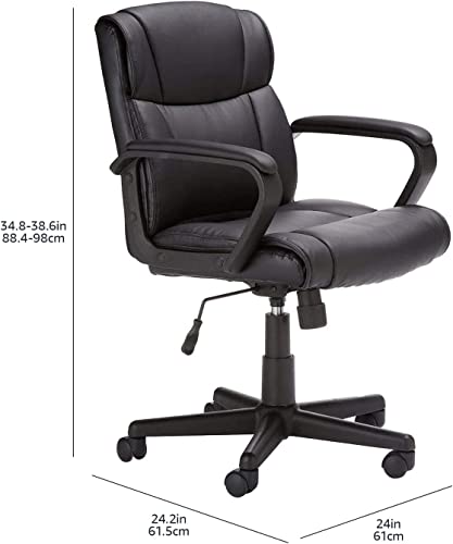 Amazon Basics Office Task Desk Chair with Padded Armrests, White Faux Leather W1292