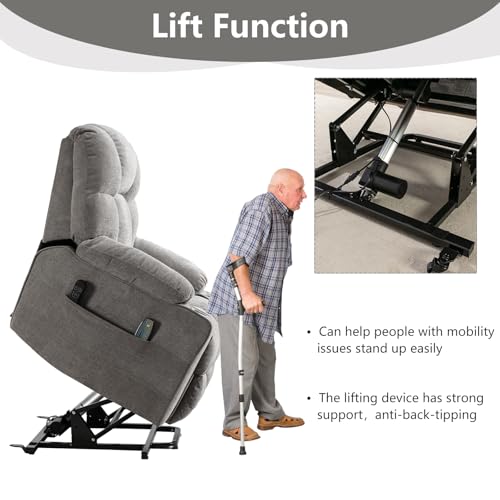 CANMOV Oversized Power Lift Recliner Chair for Elderly, Dual Motor, Brown C110