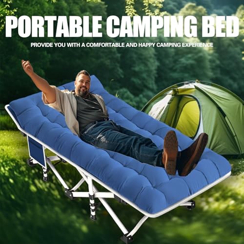 Camping Cot with Thick Pad, Folding Bed, Heavy Duty with Carry Bag I101