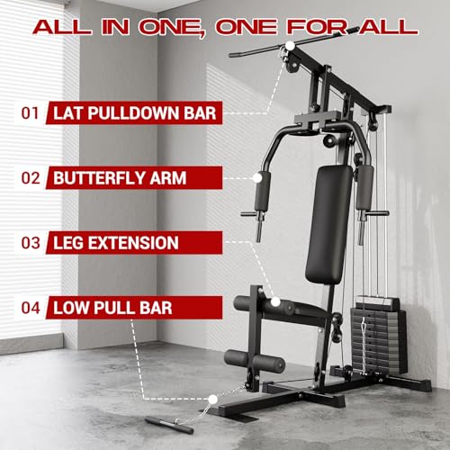 Multifunctional Home Gym Weight Machine with 100LBS Weight Stack C4326