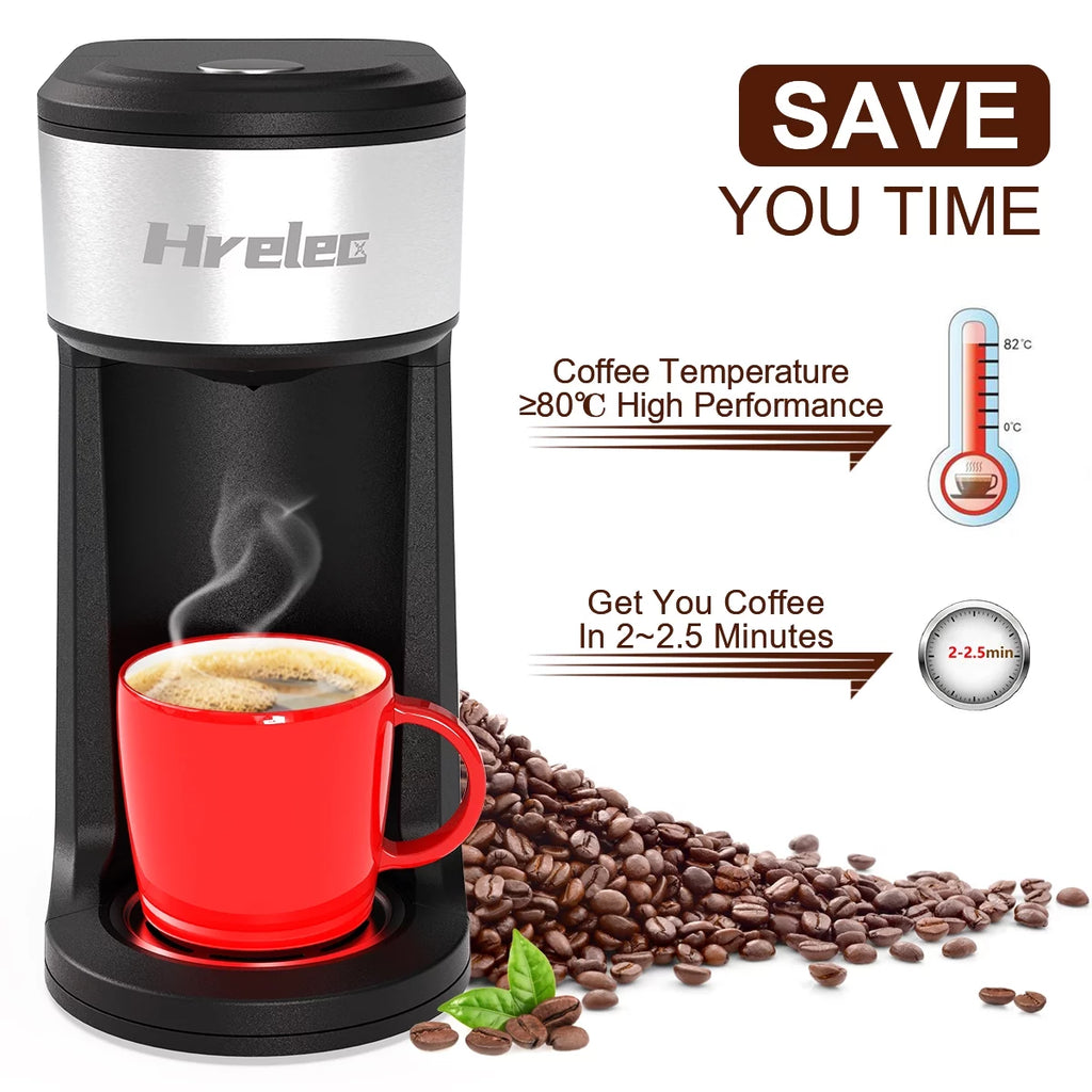 2-Way Single Serve Coffee Maker for Capsule & Ground Coffee, Mini with Self-Cleaning A141