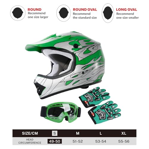 SLMOTO Dot Youth Kids Motocross Helmet Red Spider Design with Goggles and Gloves F254987