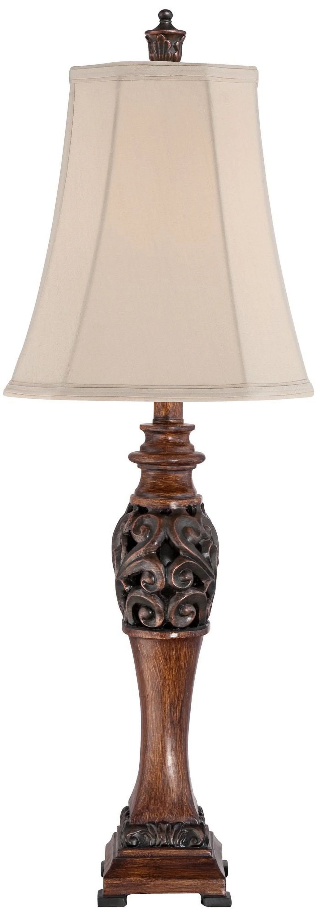 Regency Hill Exeter Table Lamps 30" Set of 2 Bronze Wood Carved Leaf Shade P490