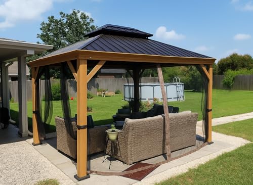 Kozyard Apollo 10'x12' Hardtop Gazebo with Galvanized Steel Double Roof Z2956