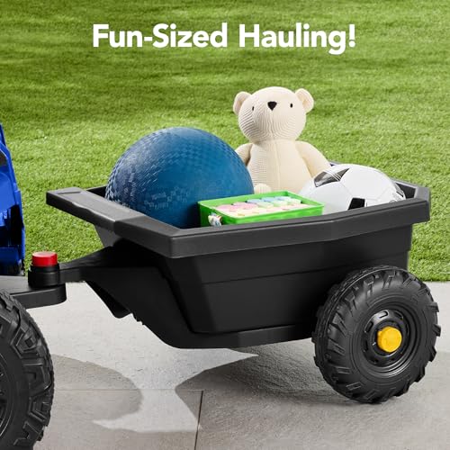 Kids 12V Electric Ride On UTV Car with Trailer, Parent Control, LED Lights, Bluetooth - Black C2735