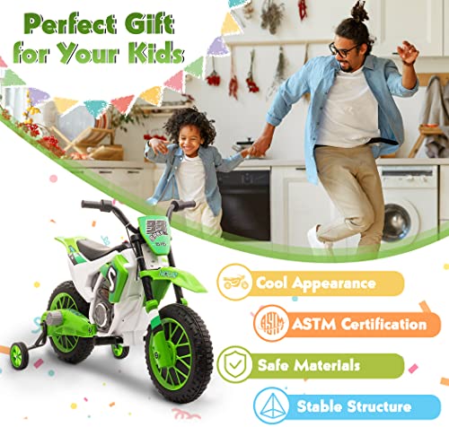 TOBBI Kids 12V Electric Ride-On Motorcycle Dirt Bike for Toddlers, Blue E552