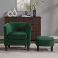 FLEXISPOT Accent Barrel Chair with Ottoman, Velvet Upholstered, White U587