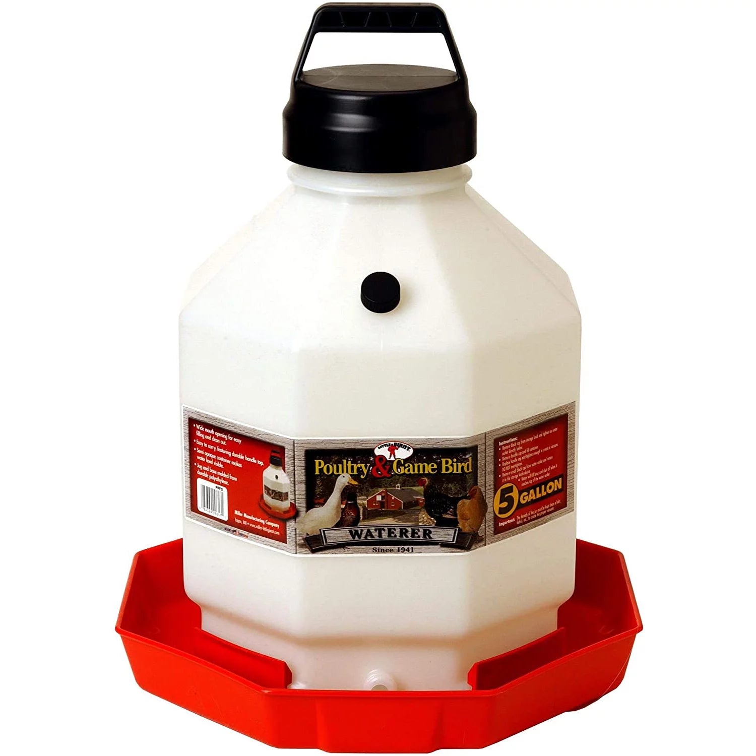 Little Giant PPF5 5 Gallon Automatic Poultry Waterer for Chickens, Red (2 Pack) I90567