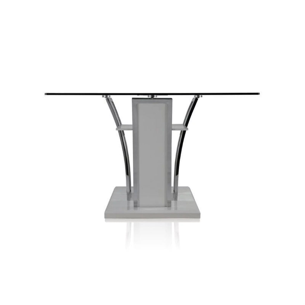 Furniture of America Valery Glass Top Dining Table White Y3586
