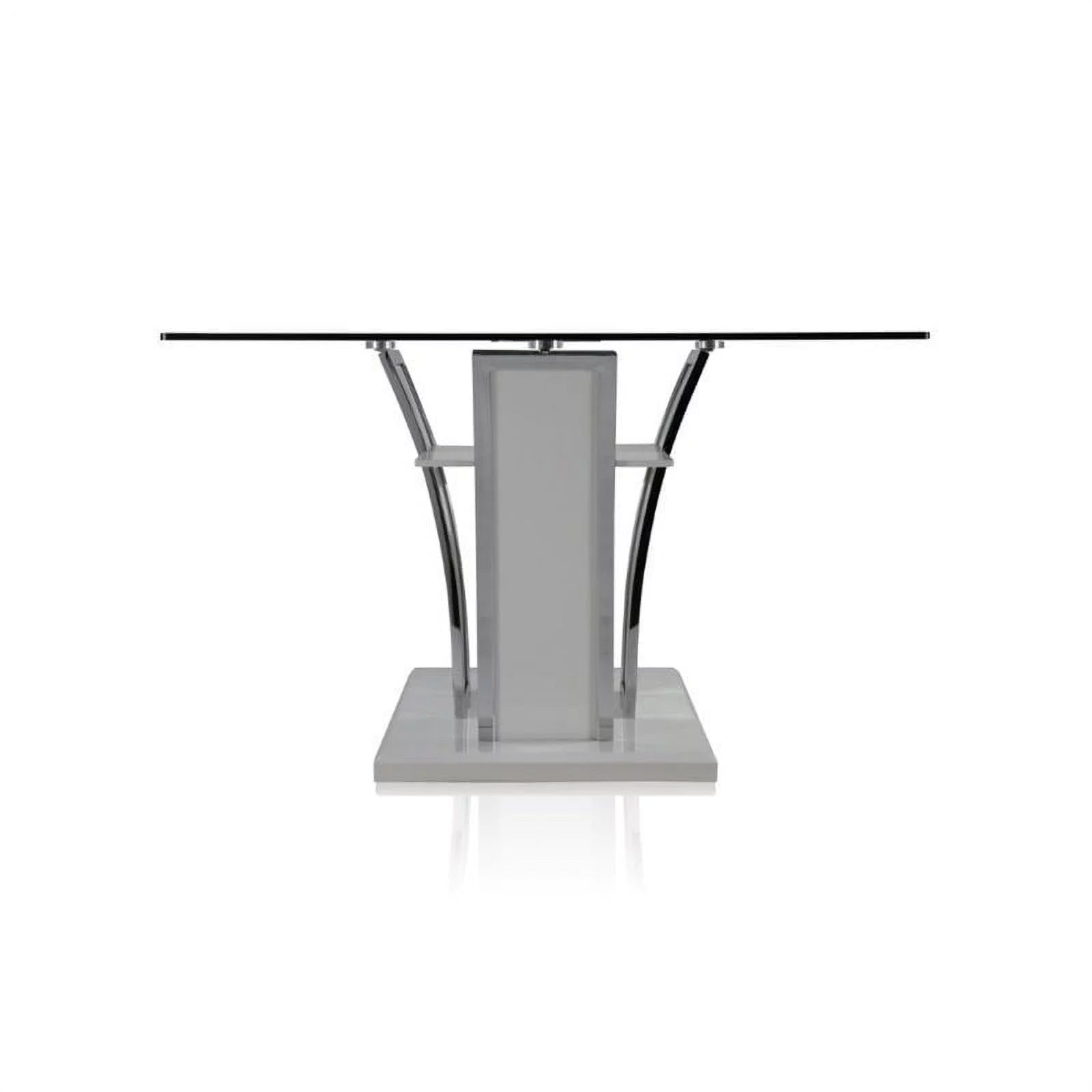 Furniture of America Valery Glass Top Dining Table White Y3586