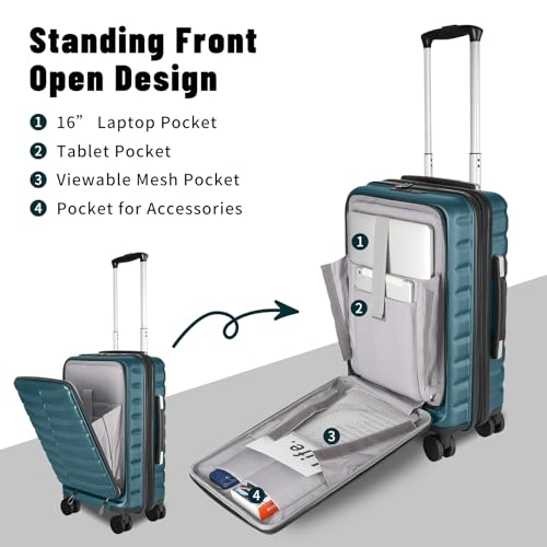Lightweight 3-Piece Hardshell Luggage Set with Spinner Wheels & TSA Lock, Light Avocado Green B502471