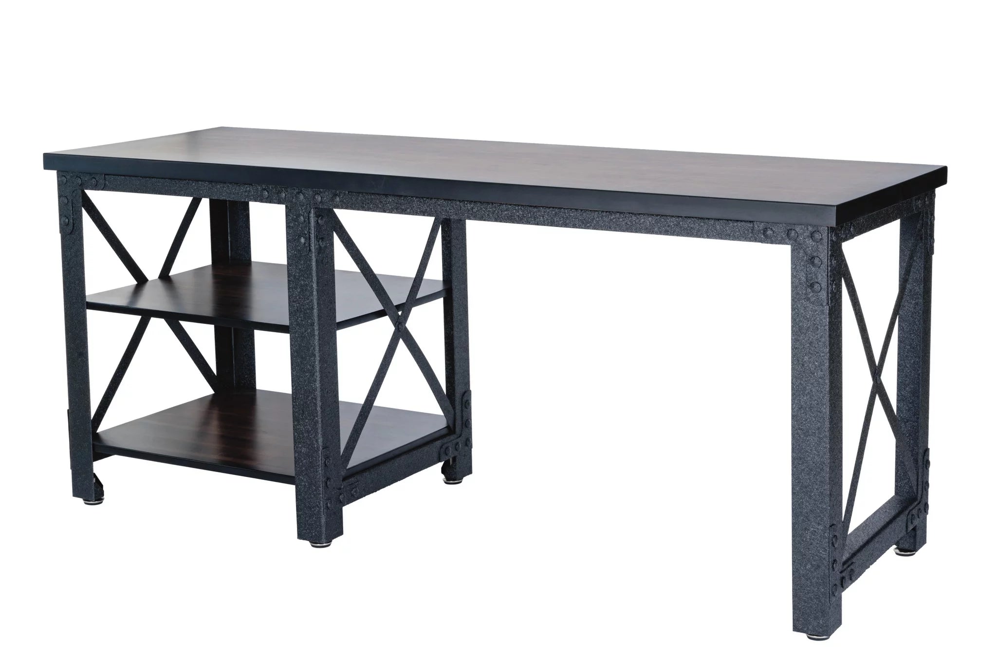 Duramax Weston 72" Industrial Metal & Wood Desk with Shelves D301184