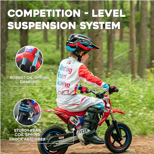 AIII Electric Dirt Bike for Kids 3-7, 12-Inch Off-Road Tires, Red X89100