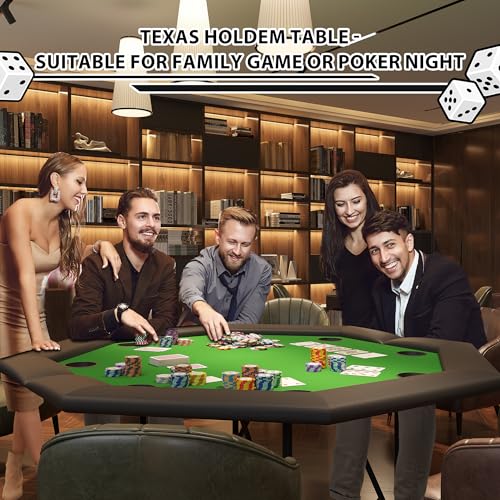 Octagon Poker Table with Metal Legs and 8 Cup Holders Q5999
