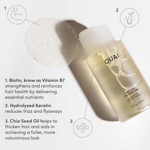 OUAI Fine Shampoo and Conditioner Set - Sulfate Free for Fine Hair, 10 Fl Oz T257