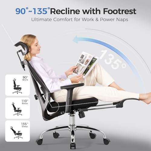 COMHOMA Ergonomic Big and Tall Gaming Chair 350 LBS with Lumbar Support, Black O381