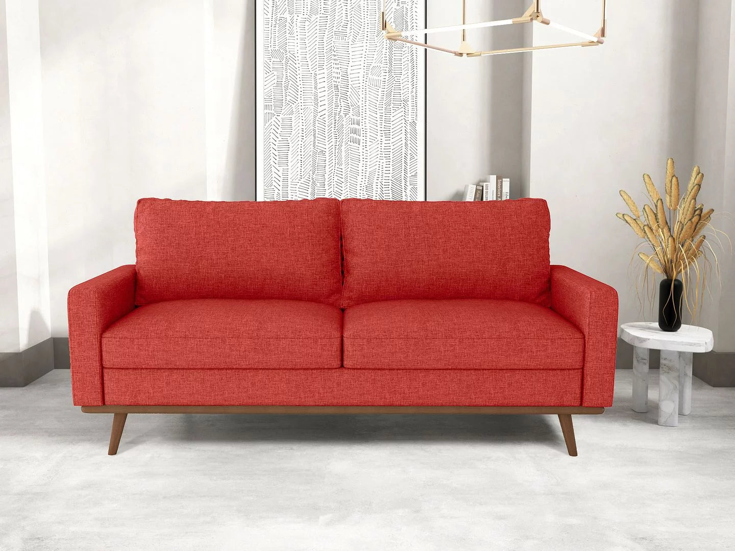 Koby Home Sectional Sofa Couch Sleeper Sofas Linen Modern 70" Couches for Living Room Oxy Fire Red