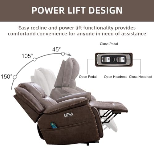 Phoenix Home Dual Motor Power Lift Chair with Massage and Heat, Brown I97460