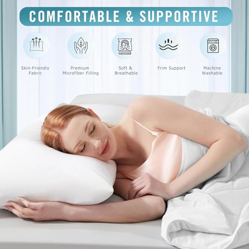Sycoodeal King Size Bed Pillows 4 Pack, Machine Washable, Black U495