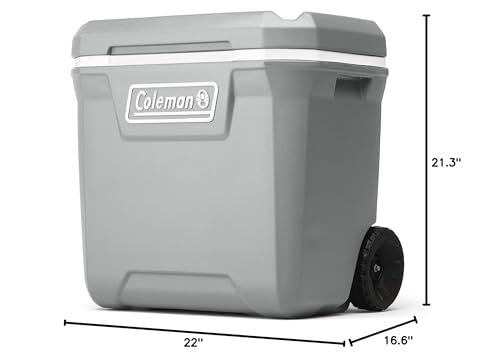 Coleman Classic Series Insulated Rolling Cooler, 65-Quart, Leak-Resistant F832