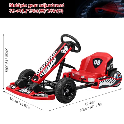Electric Drift Kart for Kids, 36V Adjustable Ride On Toy, 350W Motor S5424