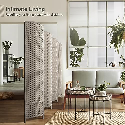 Sorbus 8-Panel Black Room Divider, 6 ft Tall Folding Privacy Screen T242