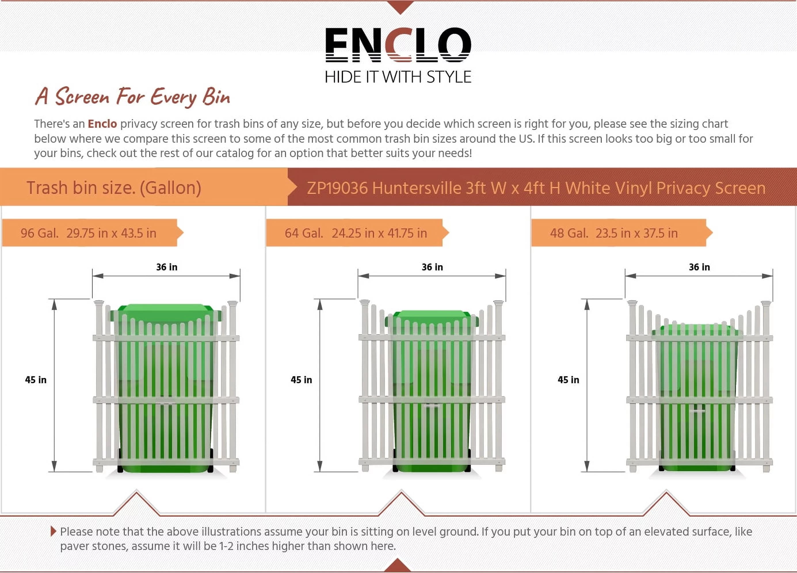 Enclo Huntersville Outdoor Privacy Screen Enclosure for Garbage Bins and Air Conditioners (48in x 36in) T698