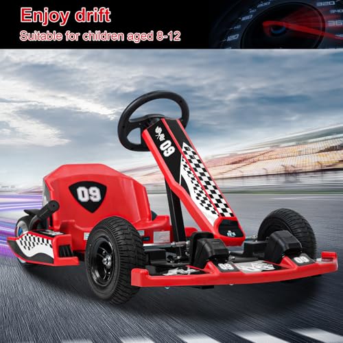Electric Drift Kart for Kids, 36V Adjustable Ride On Toy, 350W Motor S5424