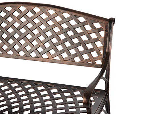 Balkene Home 61491 Patio Bench Cast Aluminum Antique Bronze I13213