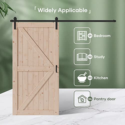 FREDBECK 48in x 80in Sliding Wood Barn Door with 8FT Hardware Kit V8036