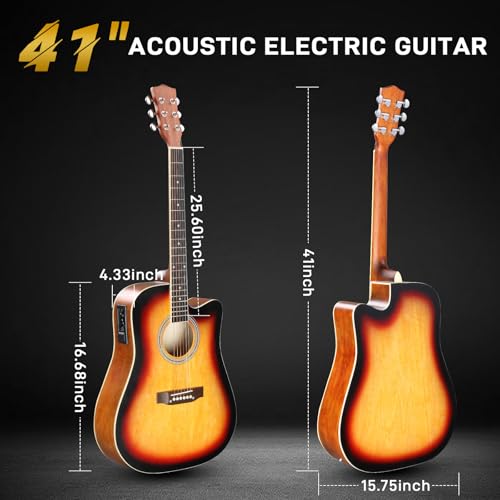Ktaxon Full-Size Acoustic Electric Guitar with Amp, Black O1421