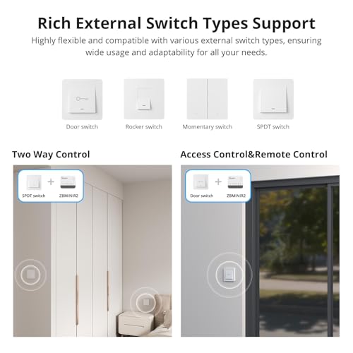 SONOFF ZigBee Smart Light Switch ZBMINIR2 2-Pack, Voice Control with Alexa & Google Home R252