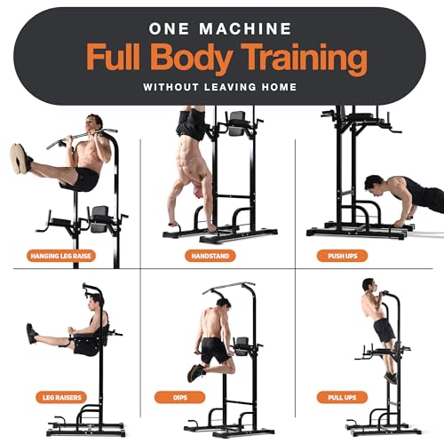 Power Tower Pull Up Bar Dip Station for Home Gym, 440LBS Capacity N2352