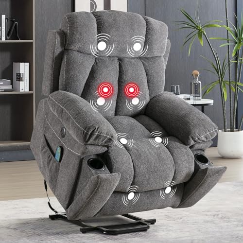 Phoenix Home Large Power Lift Recliner Chair with Massage and Heat, Dark Gray K310
