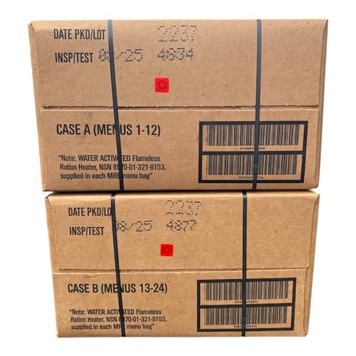 MRE Meals Ready to Eat A and B Cases 2025 Inspection, 24 Meals T131