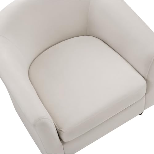 FLEXISPOT Accent Barrel Chair with Ottoman, Velvet Upholstered, White U587
