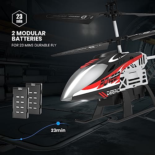 DEERC Apache RC Helicopter for Kids & Adults, Military Toy with LED Lights P49305