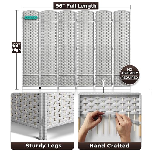 Sorbus 8-Panel Black Room Divider, 6 ft Tall Folding Privacy Screen T242