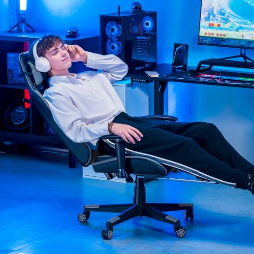 GTRACING Gaming Chair with Footrest, Blue R841