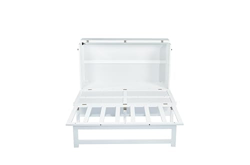 Queen Murphy Bed with Desk and Removable Shelves, USB Port, White H566492