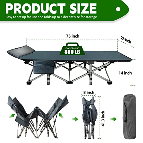 NAIZEA Folding Camping Cot for Adults, Adjustable Reclining Chair N72576