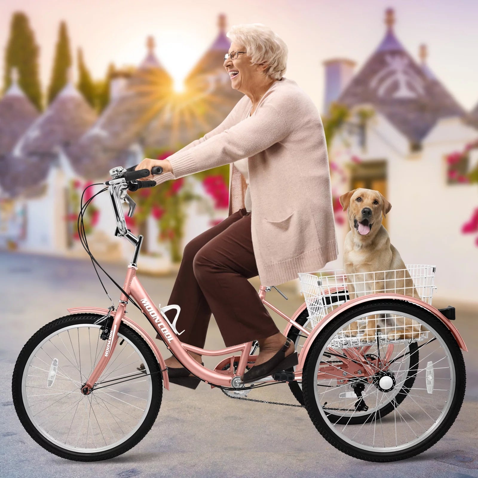 MOONCOOL Adult Tricycle 7 Speed, Three Wheel Bike for Seniors X69258