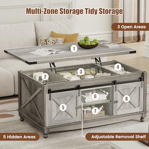 48" Farmhouse Lift Top Coffee Table with Storage, White E473872